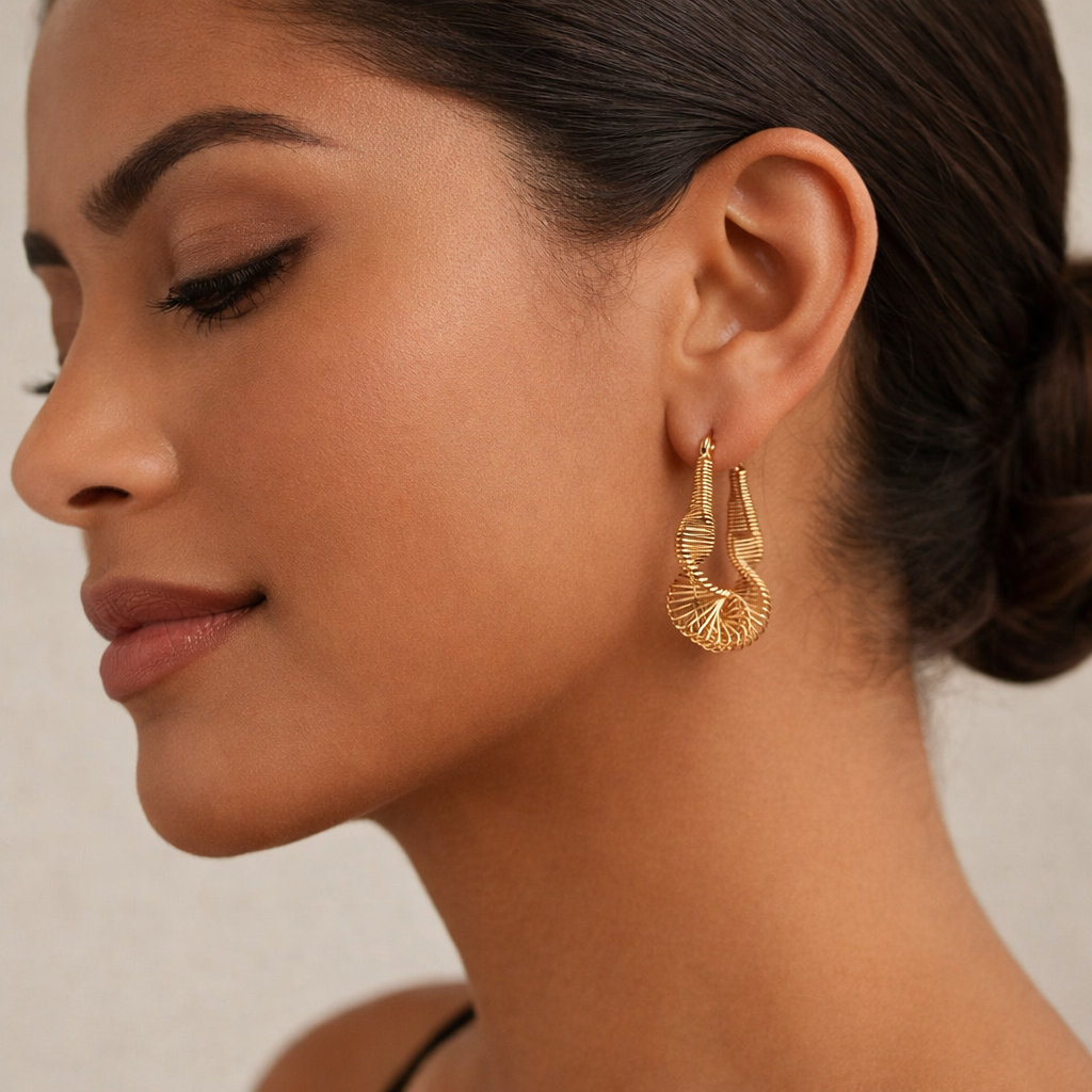 18K Gold Spiral Earrings