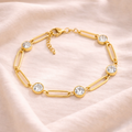 18K Gold CZ Paperclip Bracelet