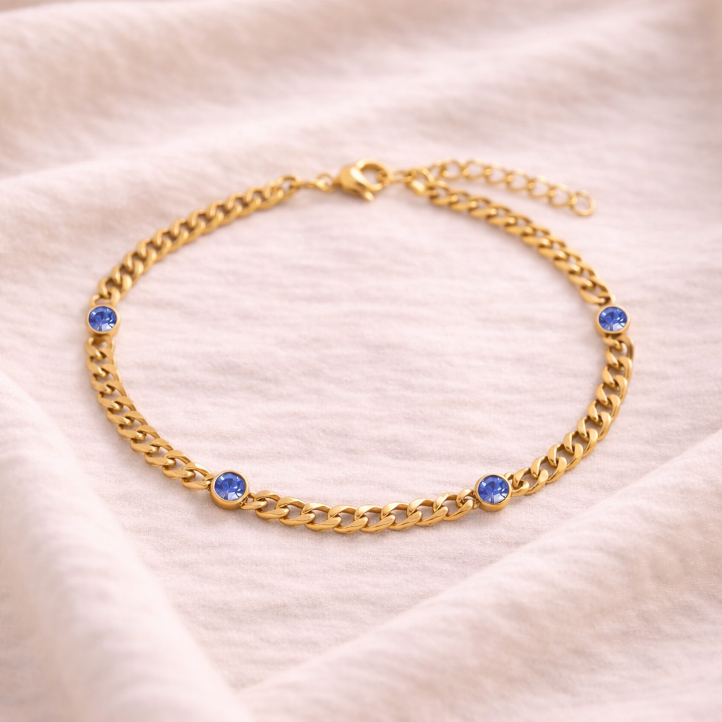 18K Gold Birthstone Bracelet - September