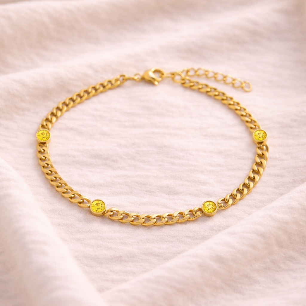 18K Gold Birthstone Bracelet - November