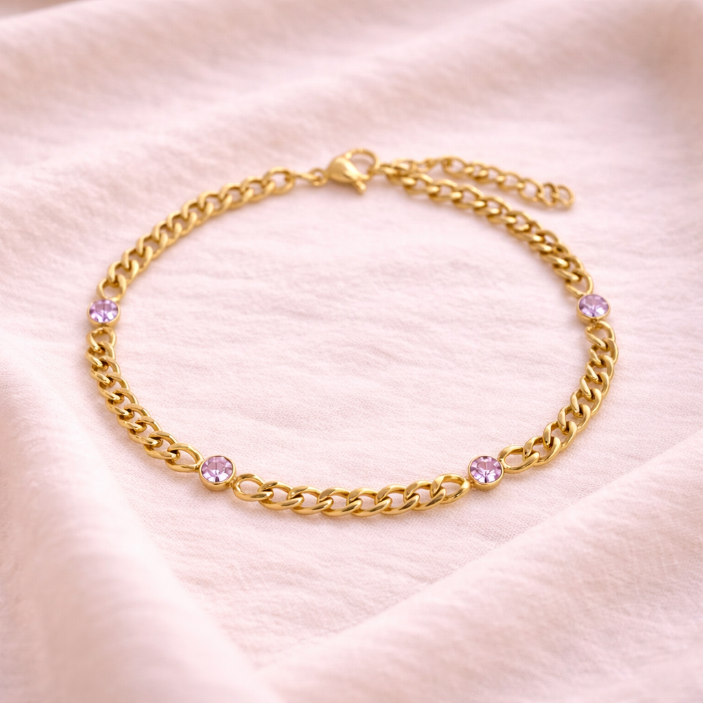 18K Gold Birthstone Bracelet - June