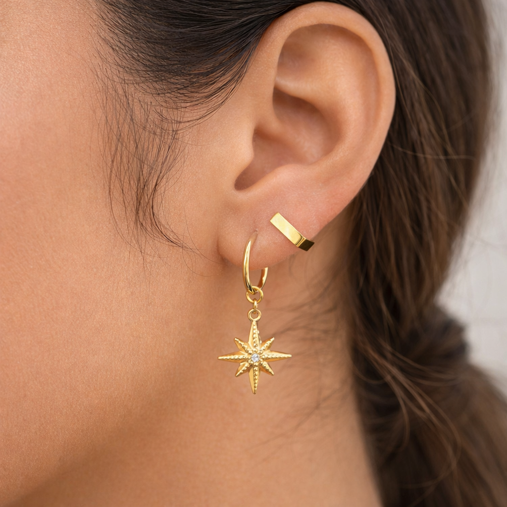18K Gold Cuff Earrings